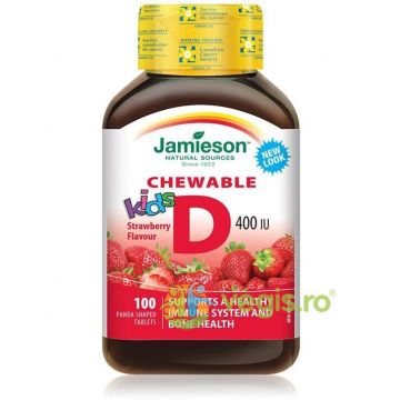 Vitamina D3 pentru Copii cu Aroma de Capsuni 400UI 100tb