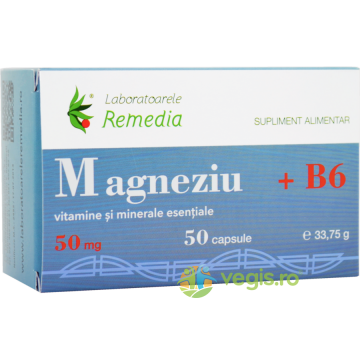 Magneziu 50mg + Vitamina B6 50cps