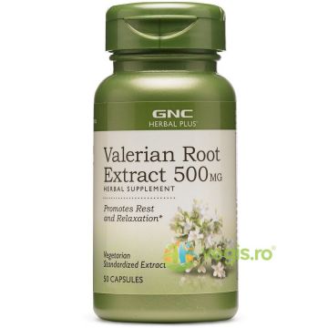 Valerian Root (Extract Standardizat din Radacina de Valeriana) Herbal Plus 500mg 50cps vegetale