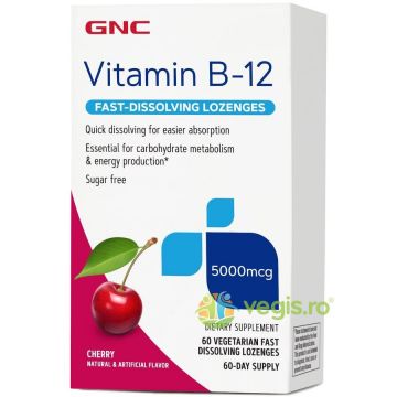 Vitamina B12 cu Aroma de Cirese 5000mcg 60tb vegetale cu dizolvare rapida