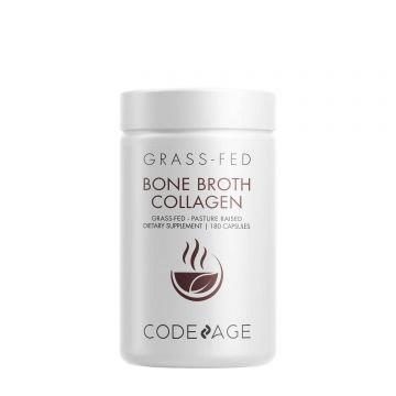 Bone Broth Collagen Peptides, Peptide Din Colagen De Tipul I, II si III din Oase, cu Turmeric si Ashwagandha, 180cps, Codeage