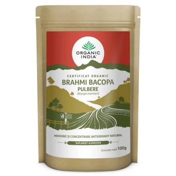 Brahmi - Bacopa, Tonic Cerebral si Memorie Pulbere, eco-bio, 100g, ORGANIC INDIA