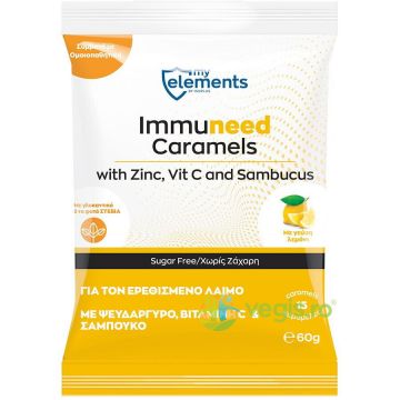 Caramele pentru Gat Iritat cu Vitamina C, Zinc si Soc (Immuneed Caramels) 60g
