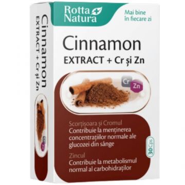 Cinnamon Extract Crom si Zinc 30Cps Rotta Natura