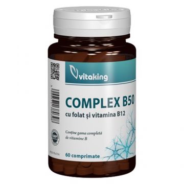 Complex Mega B 50 cu Folat si B12 60cpr Vitaking