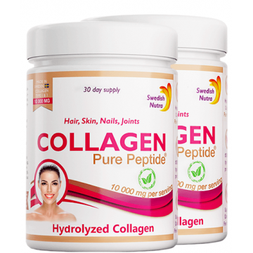 Pachet 2 x Colagen Hidrolizat Pulbere 10.000Mg Tip 1 si 3 Super Concentrat - 100% Natural, 300g| Swedish Nutra