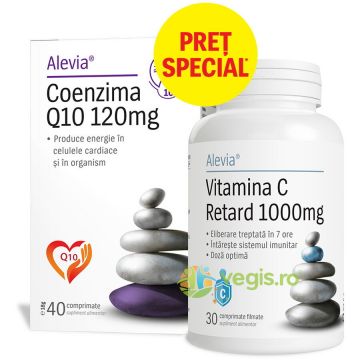 Pachet Coenzima Q10 120mg 40cps + Vitamina C Retard 1000mg 30cps