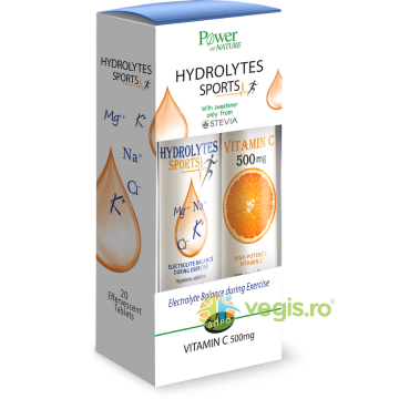 Pachet Hydrolytes Sports 20tb efervescente + Vitamina C 500mg 20tb efervescente