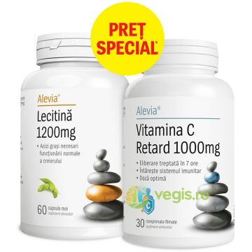 Pachet Lecitina 1200mg 60cps + Vitamina C Retard 1000mg 30cps