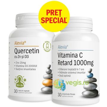 Pachet Quercetin cu Zinc si Vitamina D3 30cps + Vitamina C Retard 1000mg 30cps
