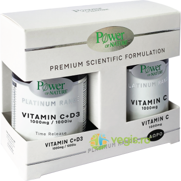 Pachet Vitamina C 1000mg & D3 1000iu Platinum 30tb + Vitamina C 1000mg Platinum 20tb