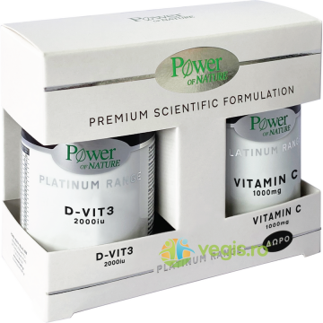 Pachet Vitamina D3 2000IU Platinum 60tb + Vitamina C 1000mg Platinum 20tb