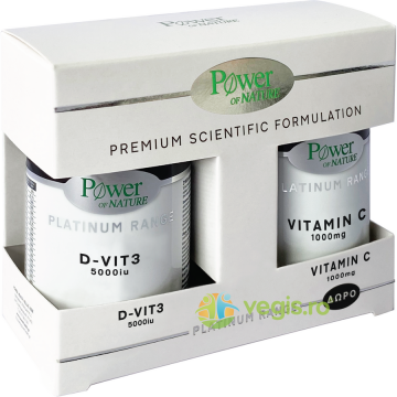 Pachet Vitamina D3 5000IU Platinum 60tb + Vitamina C 1000mg Platinum 20tb