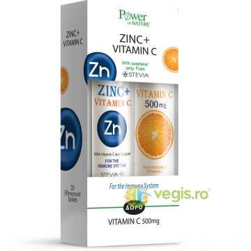 Pachet Zinc Plus Vitamina C 500mg si Cupru 20tb efervescente + Vitamina C 500mg 20tb efervescente