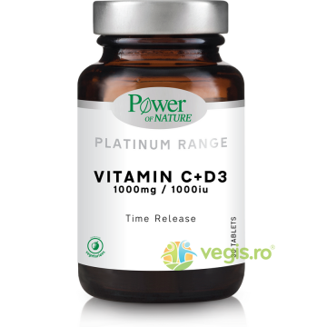Vitamina C 1000mg + D3 1000IU Platinum 30tb cu eliberare prelungita