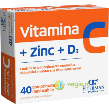 Vitamina C + Zinc + D3 fara Zahar 40cpr masticabile