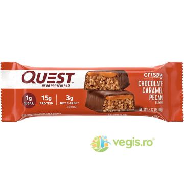 Baton Proteic cu Aroma de Ciocolata, Nuci Pecan si Caramel Quest 60g