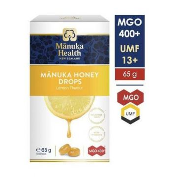 Bomboane cu Miere de Manuka Mgo 400 si Lamaie, 15 buc - 65g, Manuka Health Nz