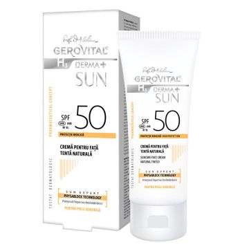 Gerovital H3 Derma+ Sun Crema fata anti-imbatranire SPF 50 tenta naturala 50ml