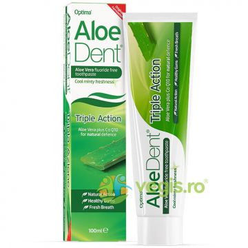 Pasta de Dinti fara Fluor cu Aloe Vera Triple Action Aloe Dent 100ml