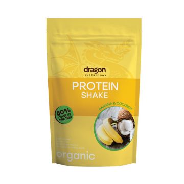 Shake proteic banane si cocos bio 450g Dragon Superfoods