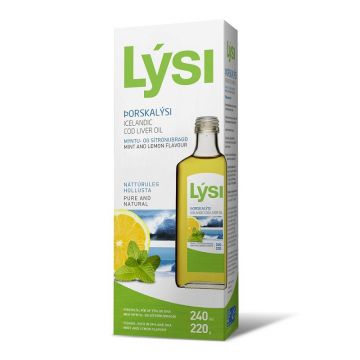 Ulei de ficat de cod cu aroma de lamaie si menta 240 ml Lysi