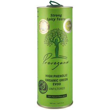 Ulei de masline cu continut mare de fenoli, nefiltrat, eco-bio, 500ml, Prevezana Green Olive Oil Ulei de masline cu continut mare de fenoli, nefiltrat, eco-bio, 500ml, Prevezana Green Olive Oil