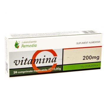 Vitamina C 200mg indulcitor masticabile 20cp - REMEDIA