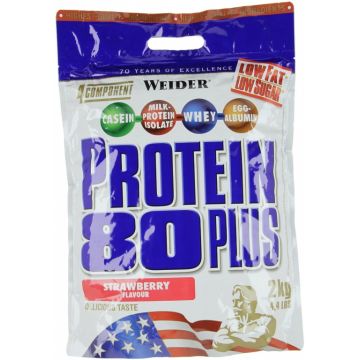 Pulbere proteica mix 4sort 80+ capsuni 2kg - WEIDER