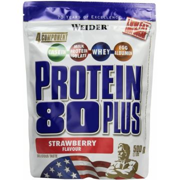 Pulbere proteica mix 4sort 80+ capsuni 500g - WEIDER