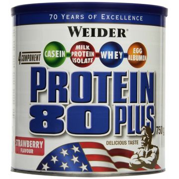 Pulbere proteica mix 4sort 80+ capsuni 750g - WEIDER