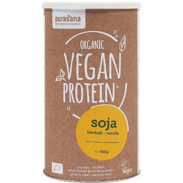 Pulbere proteica soia baobab vanilie 400g - PURASANA