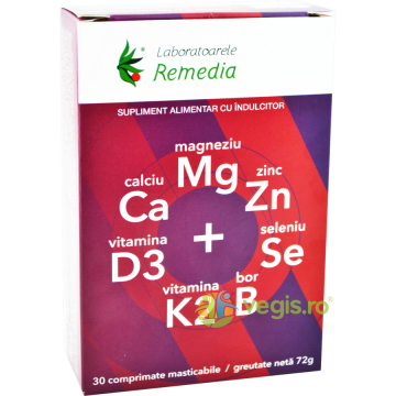 Ca + Mg + Zn +D3 + Seleniu 30cpr masticabile