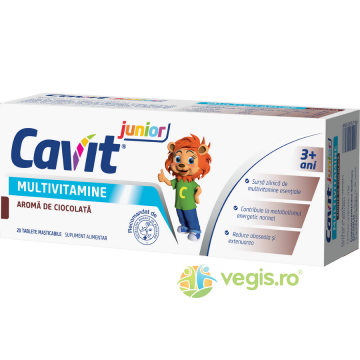 Cavit Multivitamine Junior cu Aroma de Ciocolata 20tb masticabile