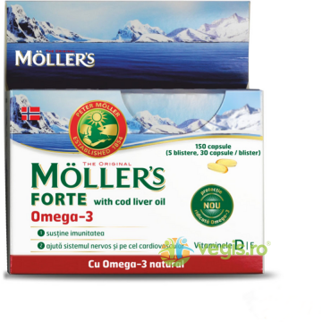 Cod Liver Oil Omega-3 Forte (Ulei din Ficat de Cod) 150cps