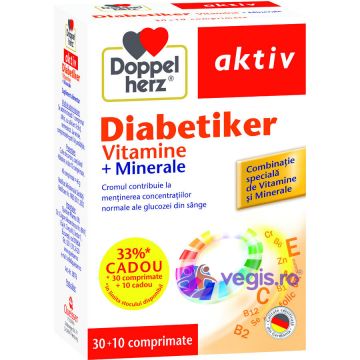 Diabetiker Vitamine si Minerale Aktiv 30cpr+10cpr