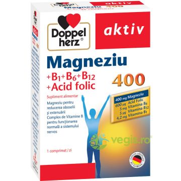 Magneziu 400mg + Vitaminele B1, B6, B12 si Acid Folic Aktiv 30cpr