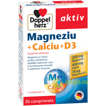 Magneziu + Calciu + Vitamina D3 Aktiv 30cpr