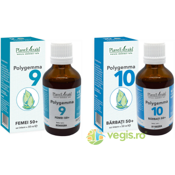 Pachet Polygemma 9 (Femei 50+) 50ml + Polygemma 10 (Barbati 50+) 50ml