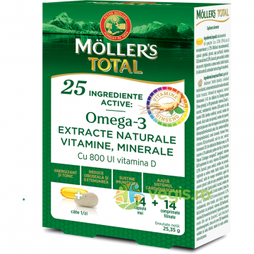 Total Omega-3 cu Vitamina D 800U.I 14cps moi + 14cpr filmate