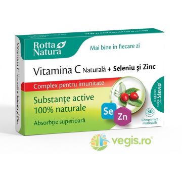 Vitamina C Naturala + Seleniu si Zinc 30cpr masticabile