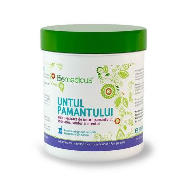 Gel untul pamantului rozmarin camfor mentol 250ml - BIOMEDICUS