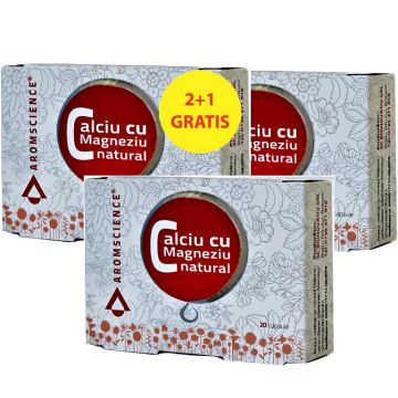 Pachet Calciu magneziu natural 3x20cps - AROM SCIENCE