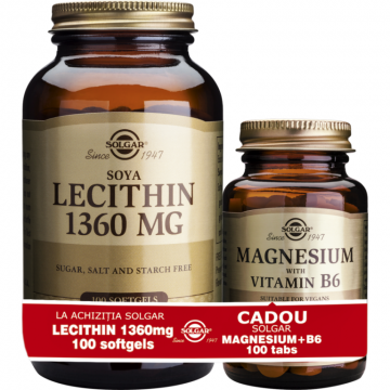 Pachet Lecitina 1360mg 100cp+Magneziu B6 100cp - SOLGAR