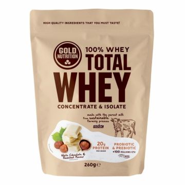 Pulbere proteica Total Whey ciocolata alba alune 260g - GOLD NUTRITION