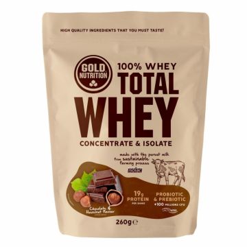 Pulbere proteica Total Whey ciocolata alune 260g - GOLD NUTRITION