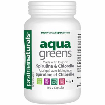 Aqua Greens [spirulina chlorella] organic 180cps - PRAIRIE NATURALS