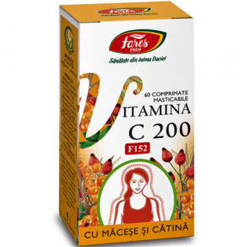 Vitamina C 200mg macese catina masticabila 60cp - FARES