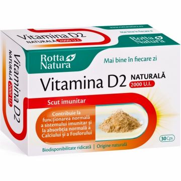 Vitamina D2 naturala 2000ui 30cps - ROTTA NATURA