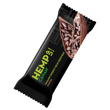 Baton bio cu seminte de canepa si cacao, 48 g, Canah